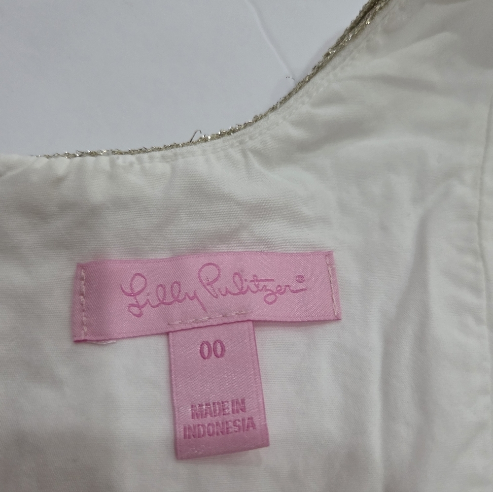 Lilly Pulitzer Elegant White and Gold Women's Dress Sz.00 - Picture 4 of 7